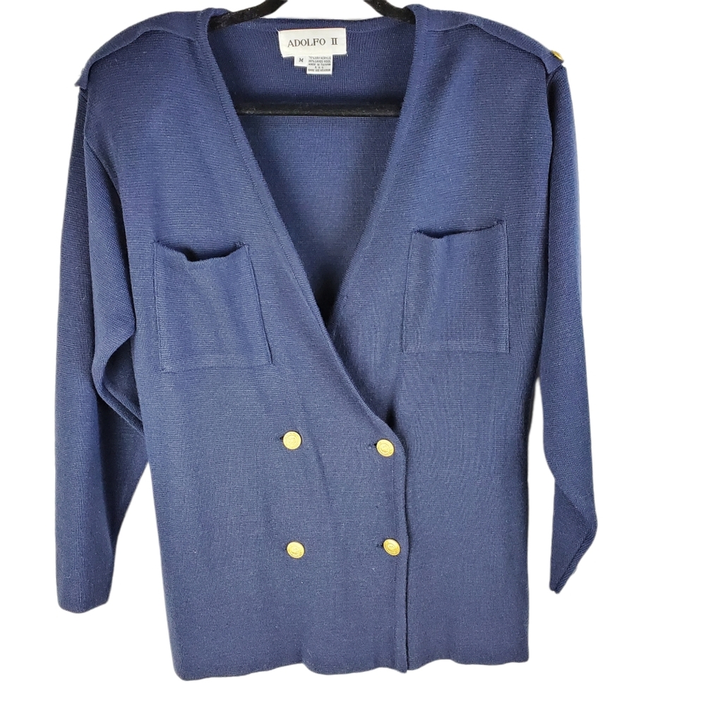 Adolfo II vintage long double breasted sweater M